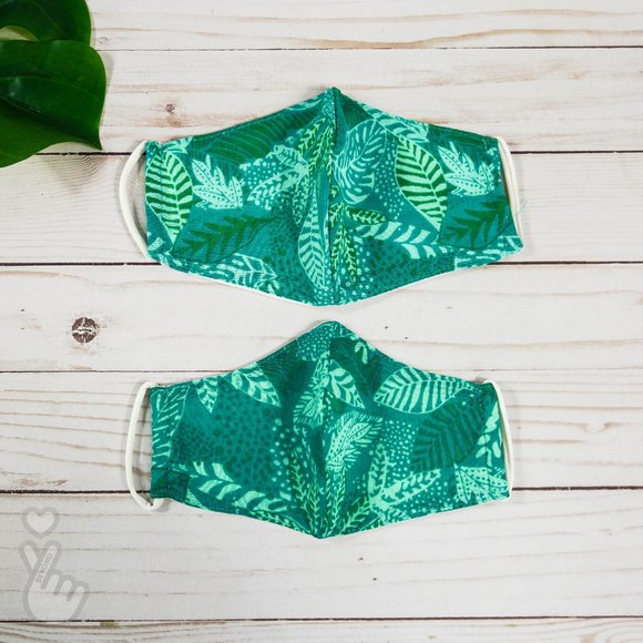 2 PACK GREEN PLANT FACE MASKS 100% COTTON - Picture 1 of 2